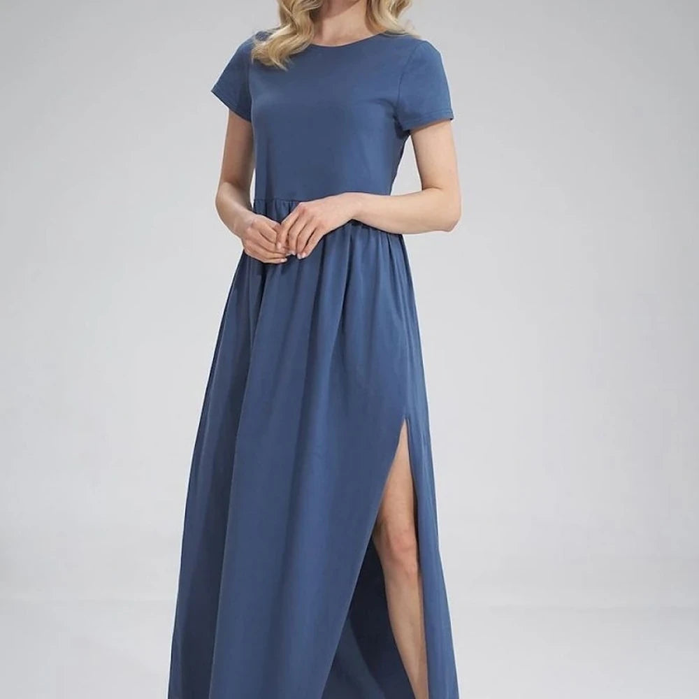 Summer Cotton Maxi Dress with Slit