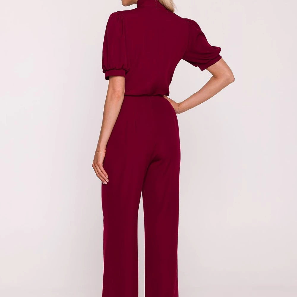 Women's Elegant Suit V-Neck Wide Leg Trousers