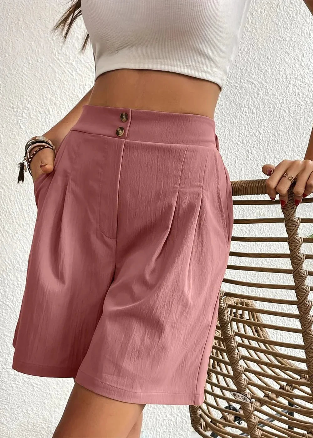 Pocketed Drawstring Waist Shorts