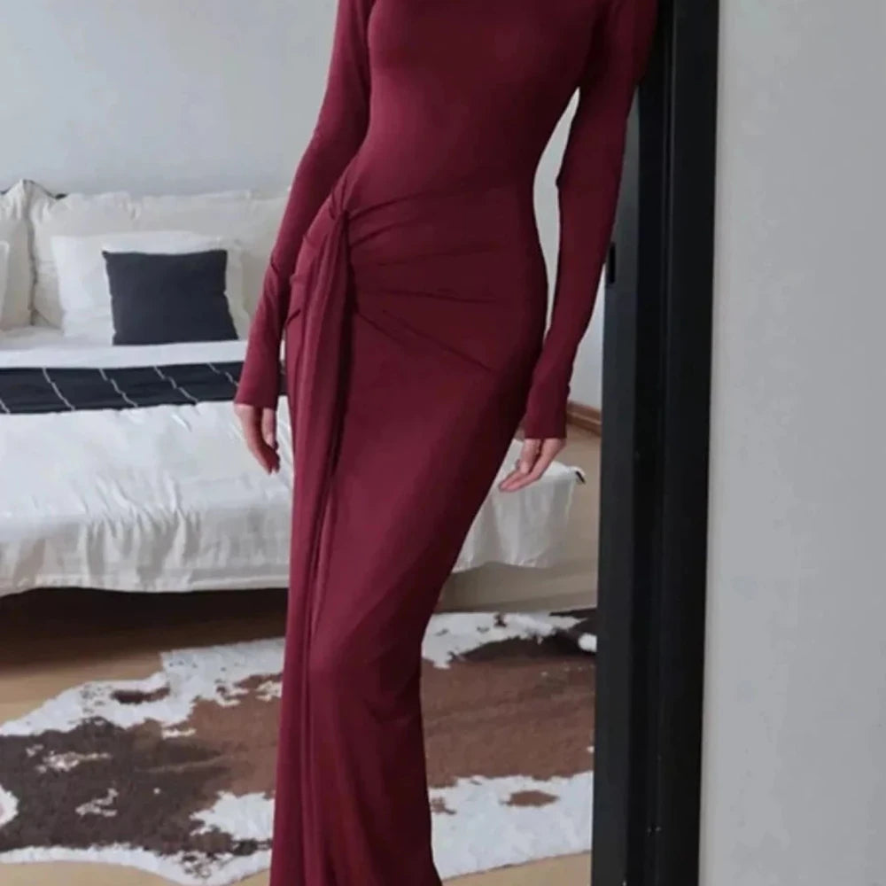 Turtleneck Slit Maxi Dress