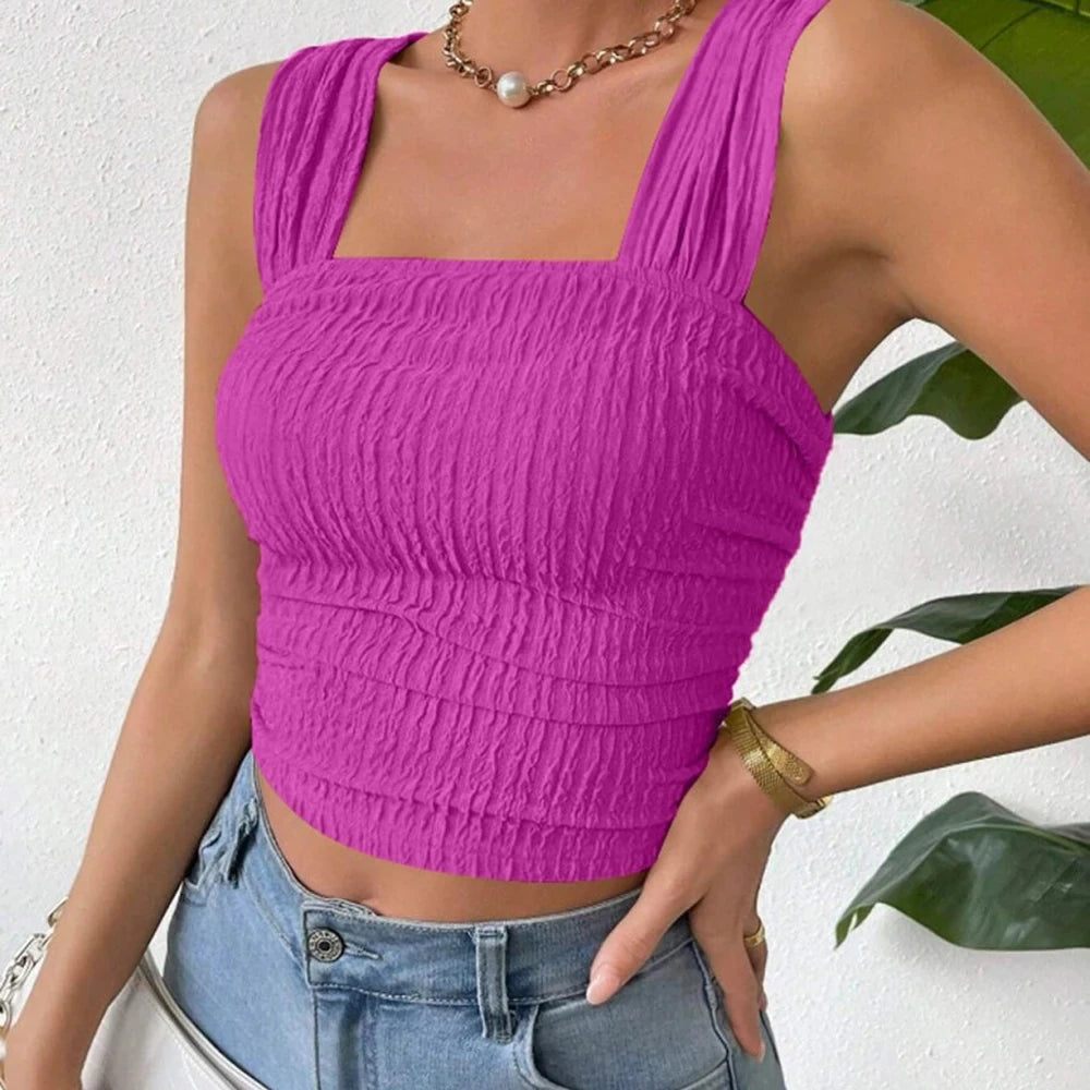 Textured Square Neck Tank Top