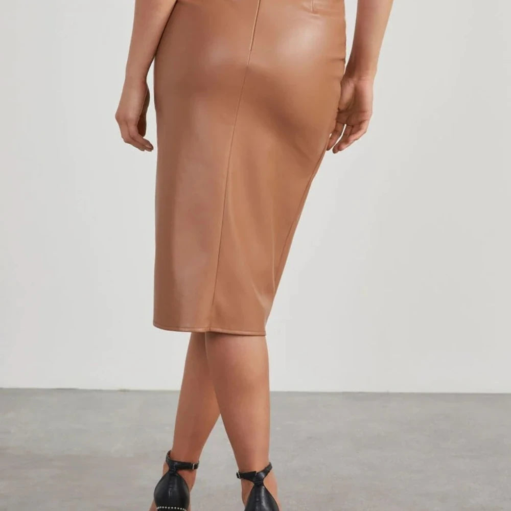 Twist Detail High Waist Skirt with Slit