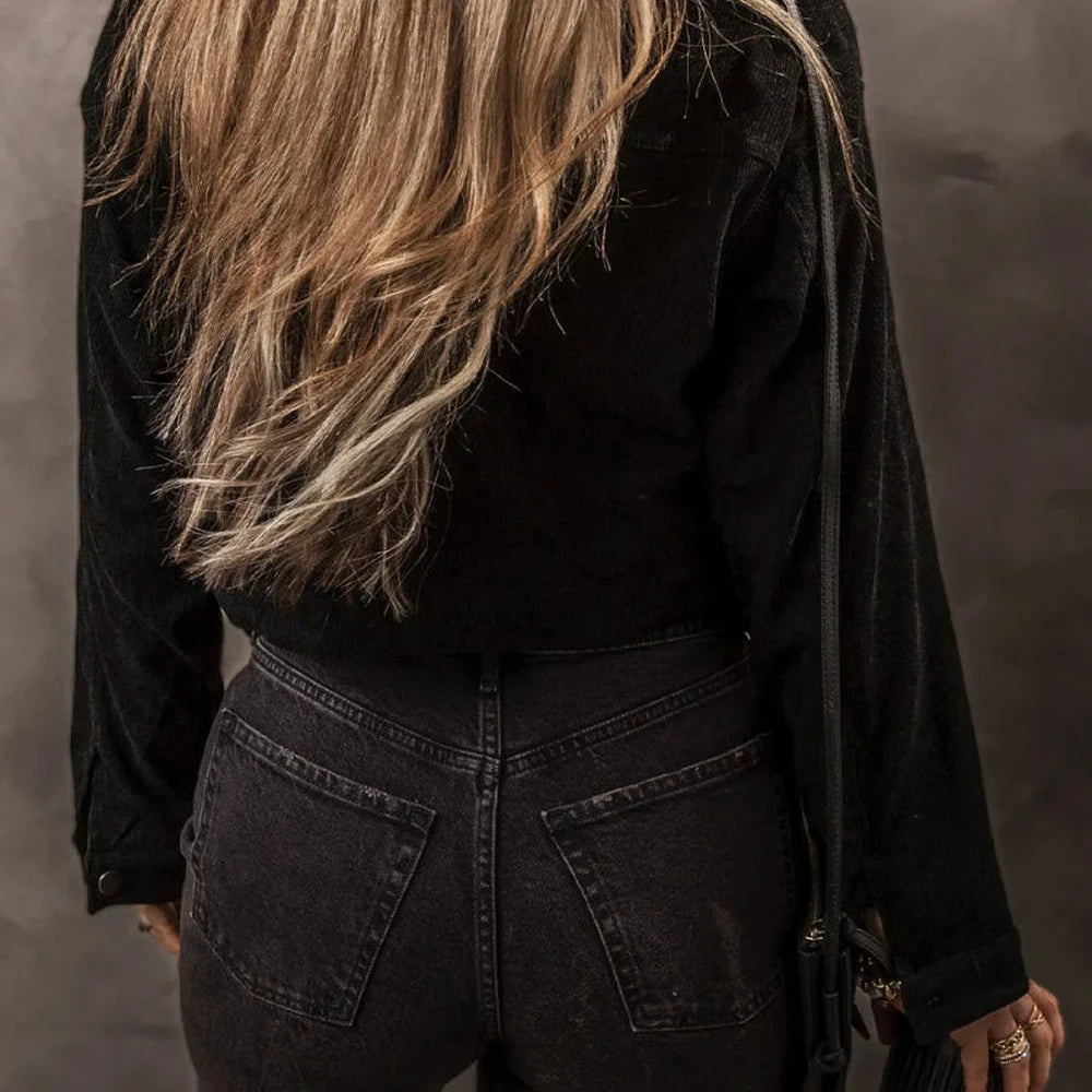Fuzzy Collared Button Down Jacket