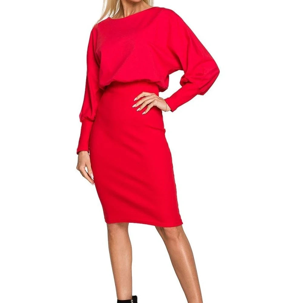 Green Day Dress with Elastic Waistband