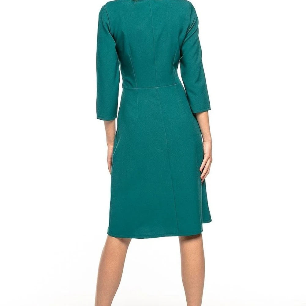 Elegant Grey 3/4 Sleeve Trapezoid Dress