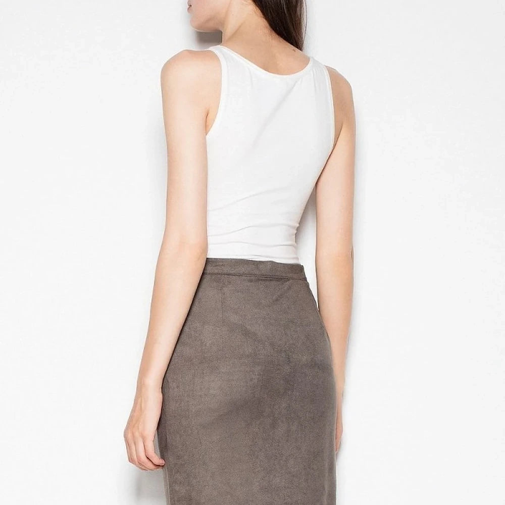 Midi Pencil Skirt with Decorative Buttons