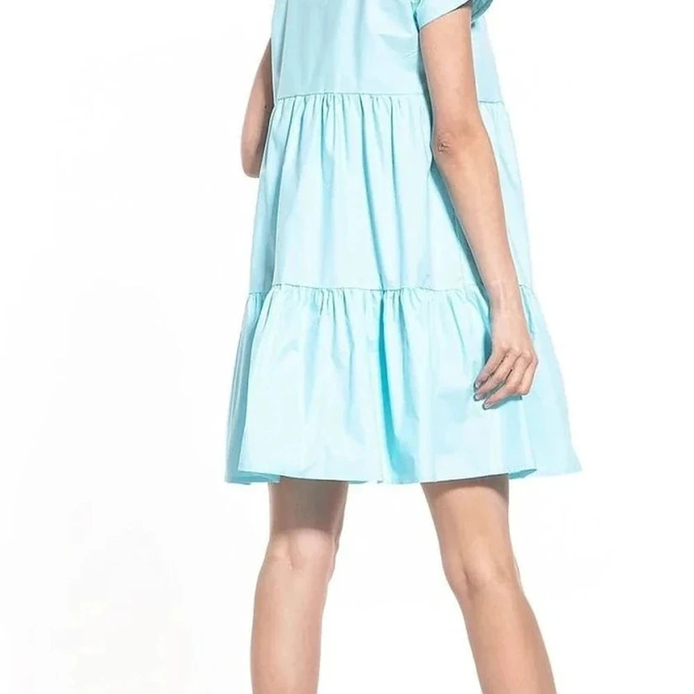 Boat Neck Short Sleeve Cotton Dress