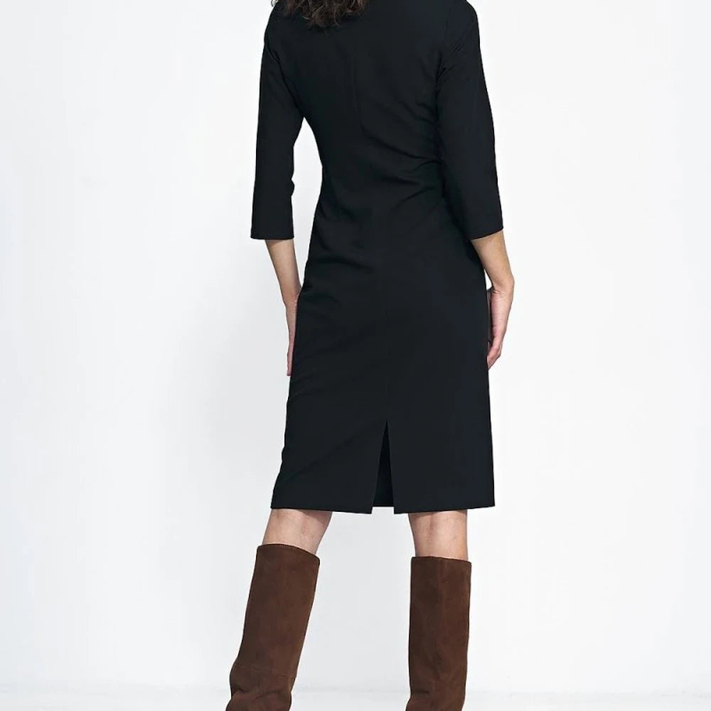 Waisted Day Dress with Zipper and Press Studs