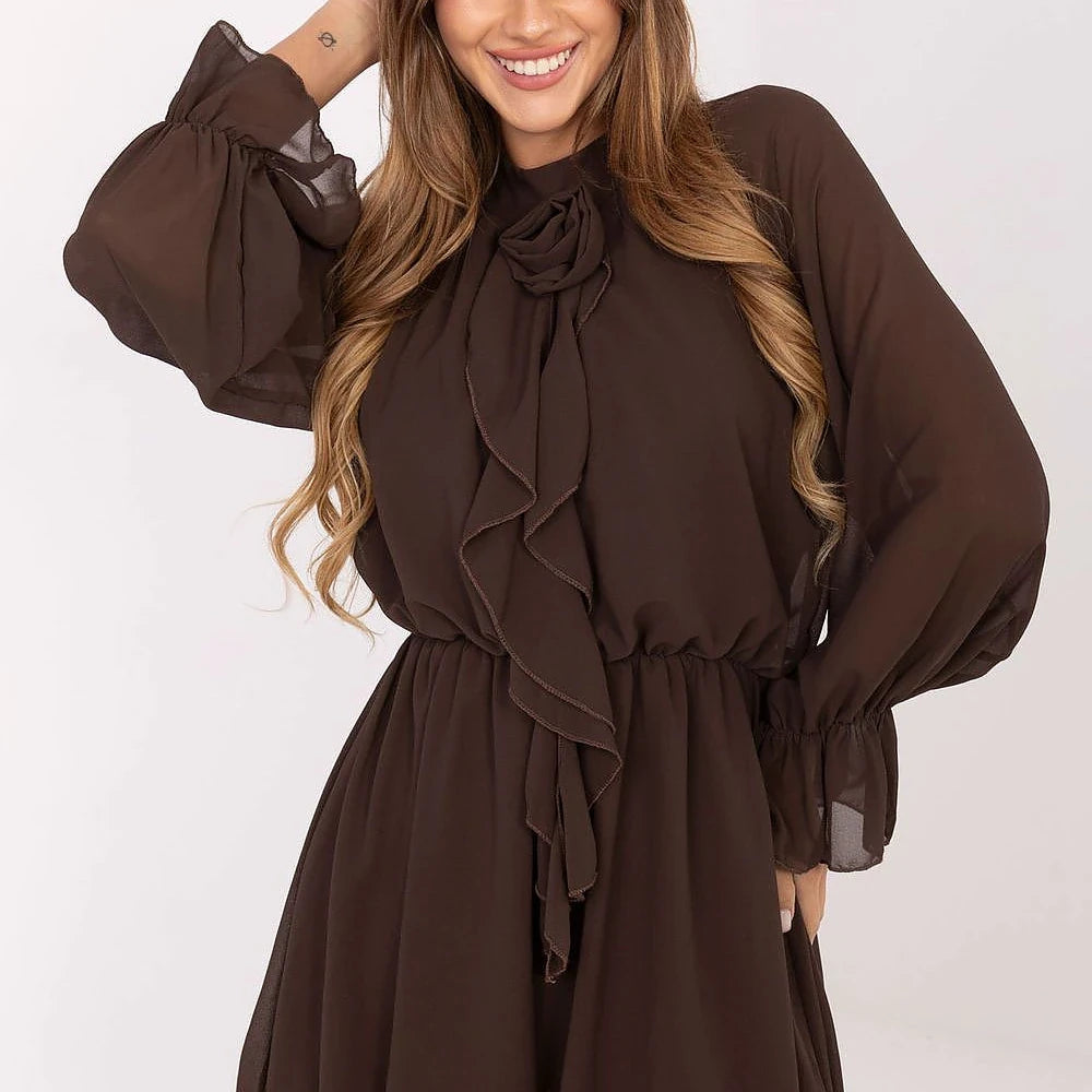 Flared Cocktail Dress with Jabot
