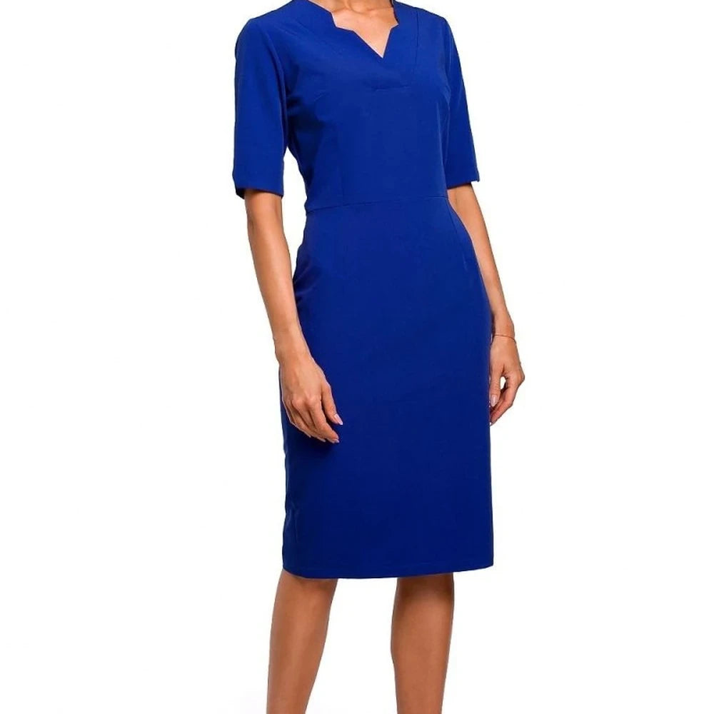 Elegant Pencil Dress with V-Neck and Cutouts