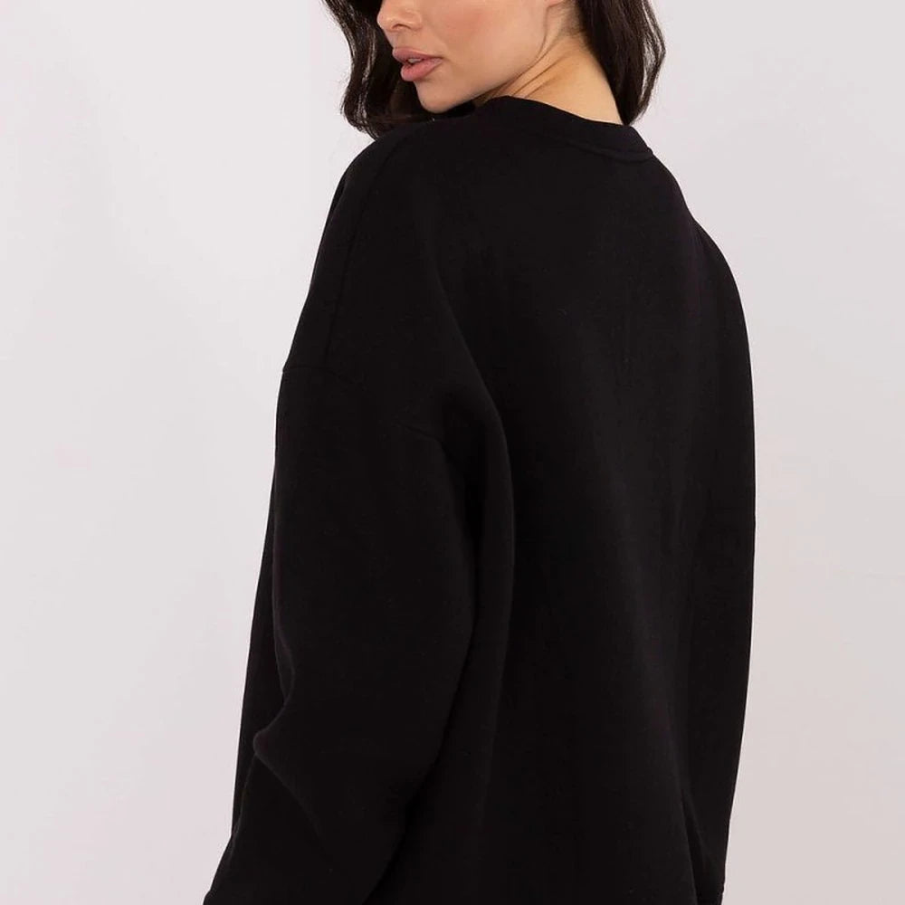 Brown Cotton Spandex Sweatshirt with Embroidery