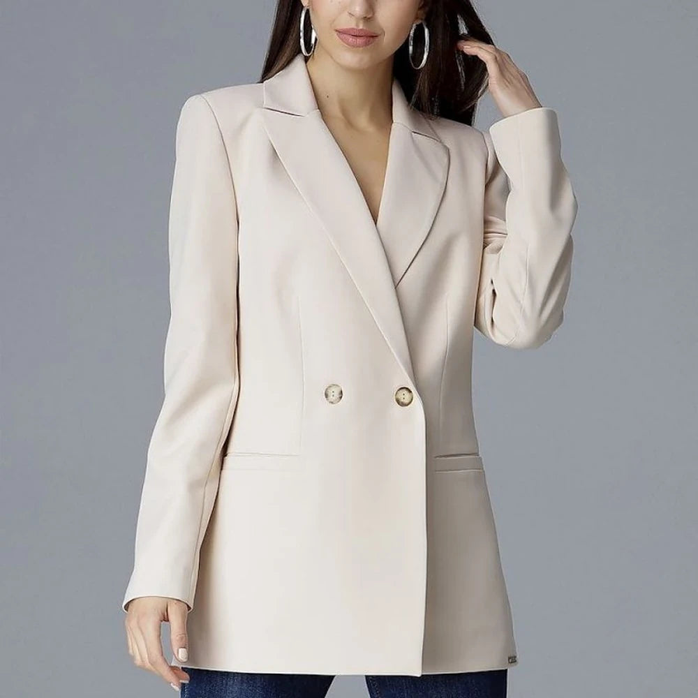 Women's V-Neck Blazer with Decorative Buttons