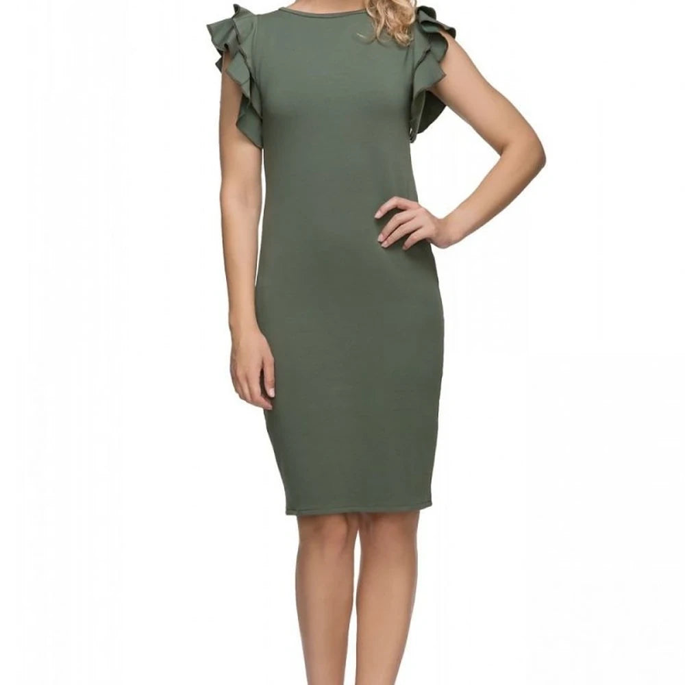 Knitted Evening Dress with Frill Sleeves