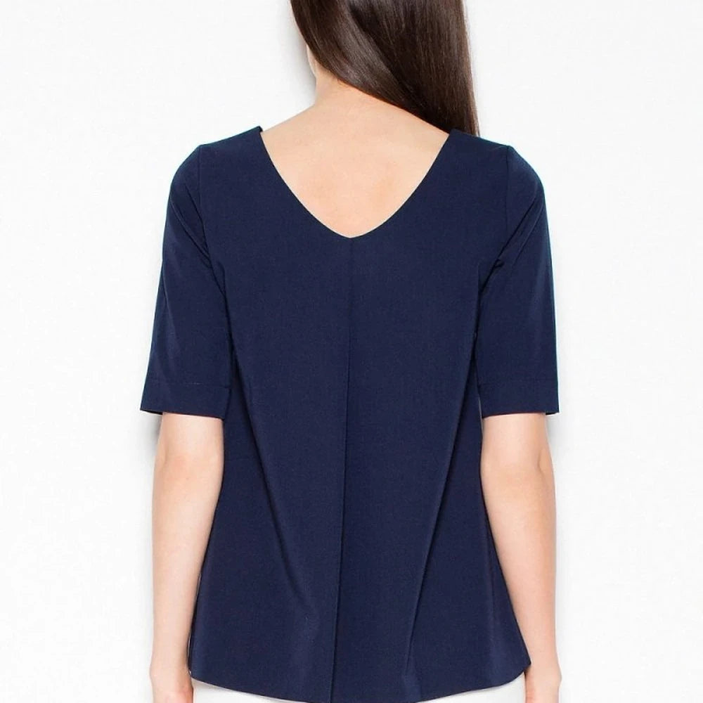 Short Sleeve Cut-Out Back Blouse