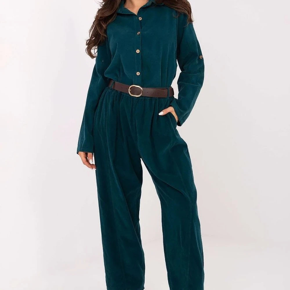 Corduroy Long Sleeve Shirt with Collar