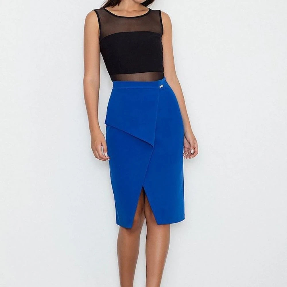 Cotton Blend Skirt with Front Flap
