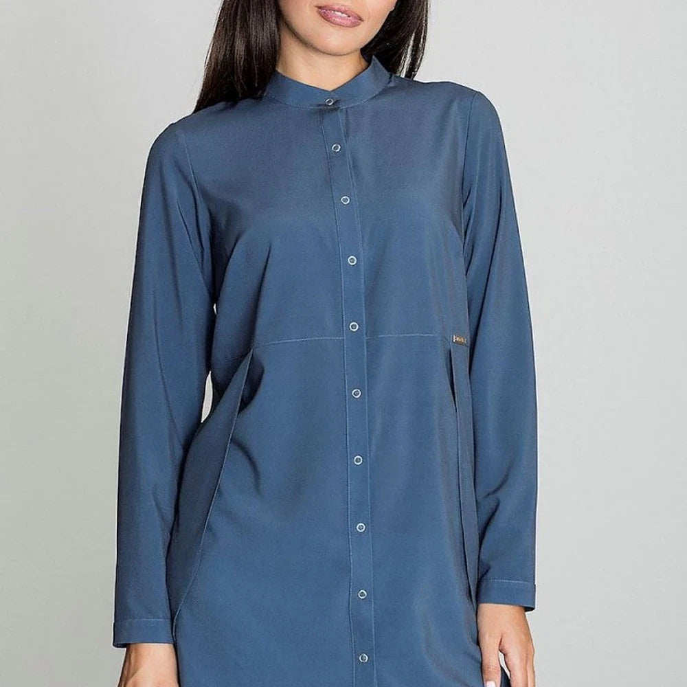 Tunic with Stand-Up Neckline and Long Sleeves