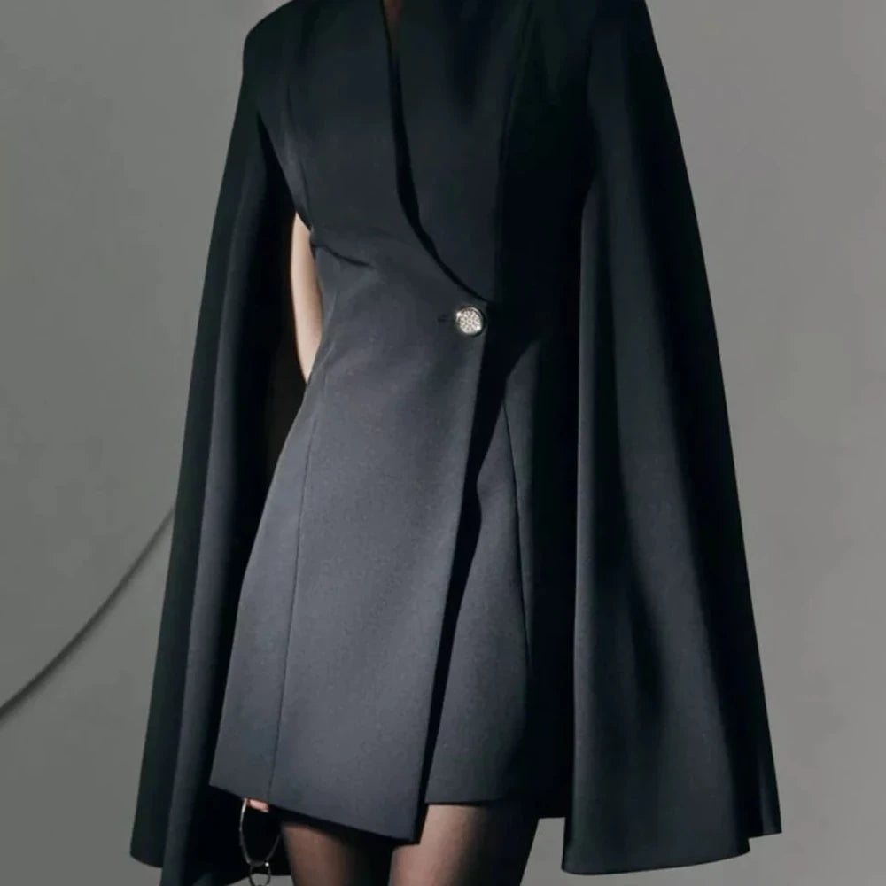 Fitted Blazer Dress with Cape Sleeves