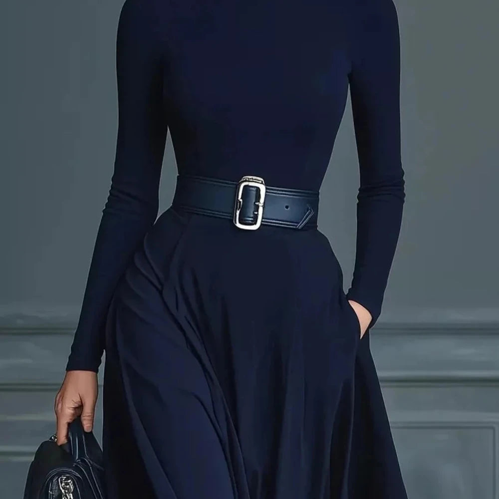 Turtleneck Long Sleeve Maxi Dress