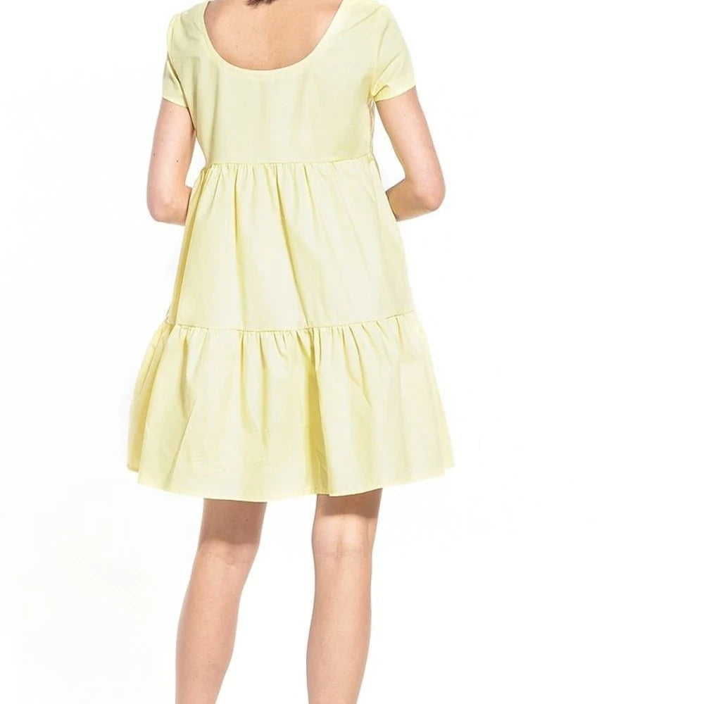 Boat Neck Short Sleeve Cotton Dress