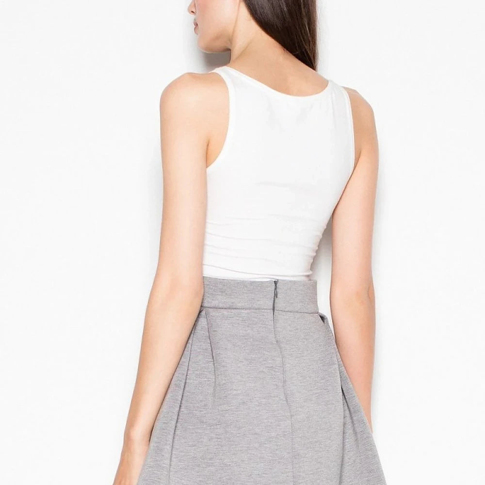 Grey Flared Knit Skirt with Circle Cut