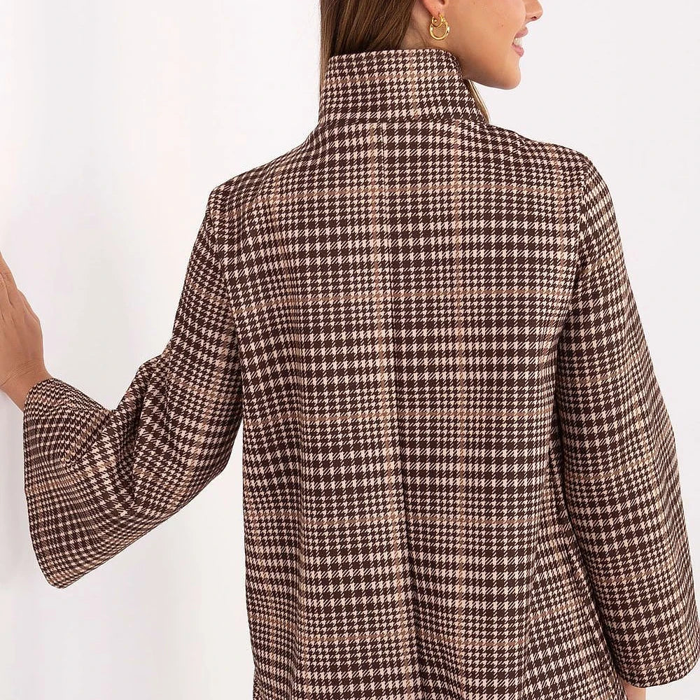 Checkered Coat with Button Front