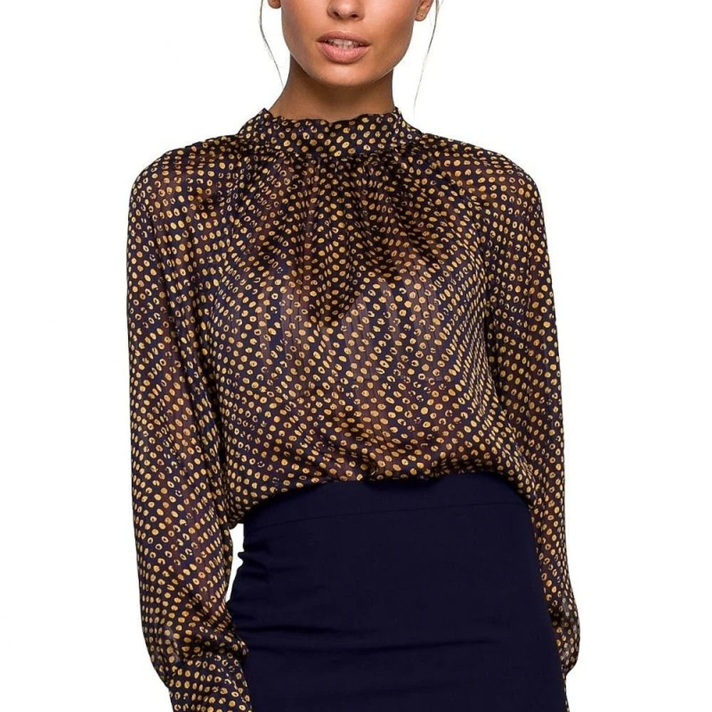 Chiffon Blouse with Striped Dot Print