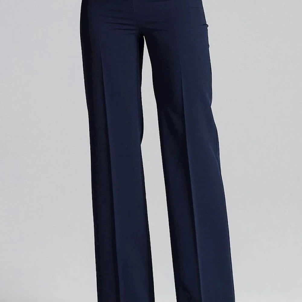 Brown & Navy Wide-Leg Trousers