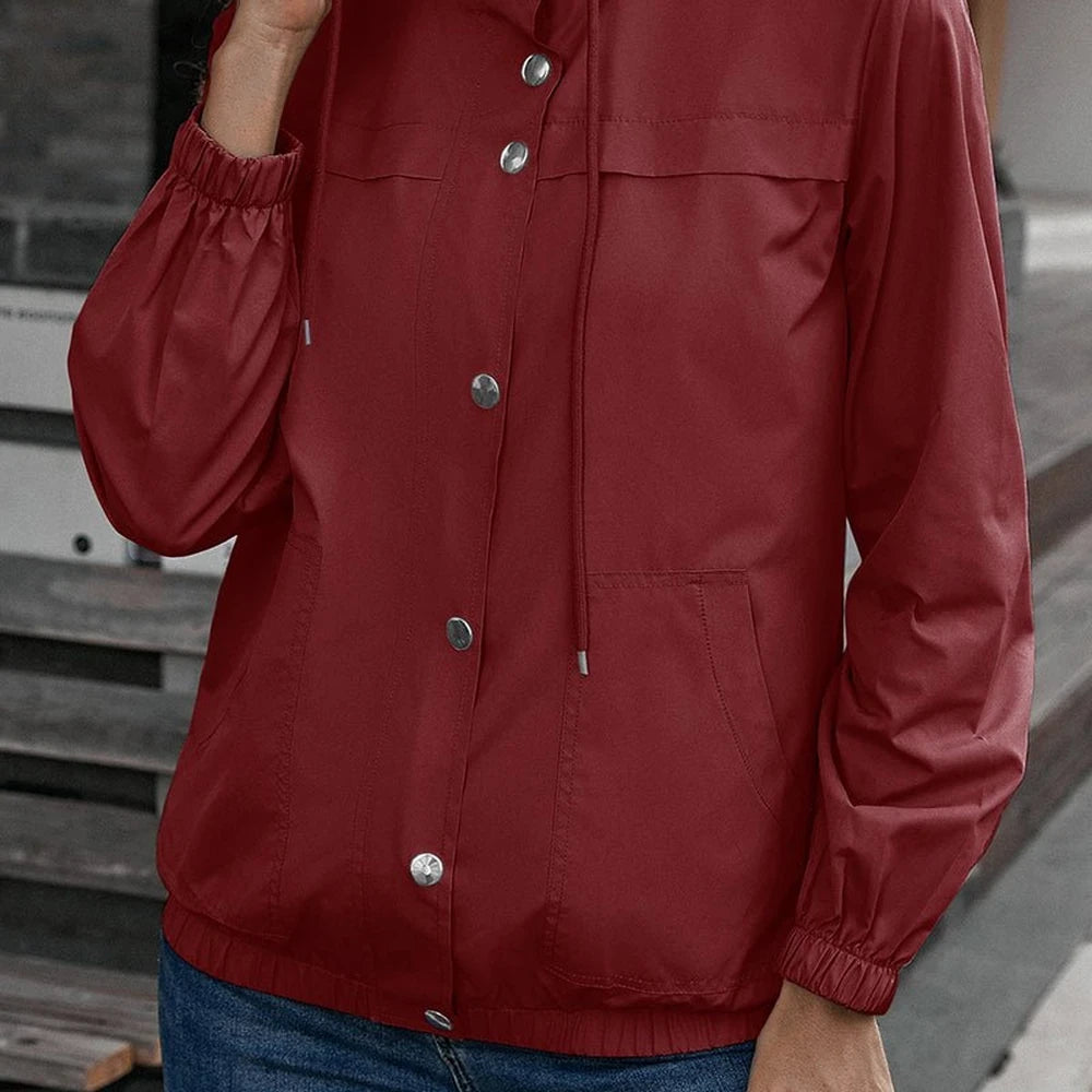 Hooded Sports Jacket with Button-Down