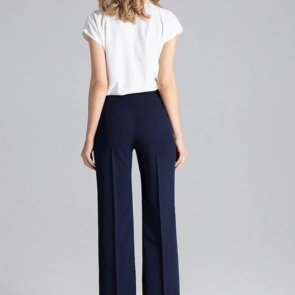 Brown & Navy Wide-Leg Trousers