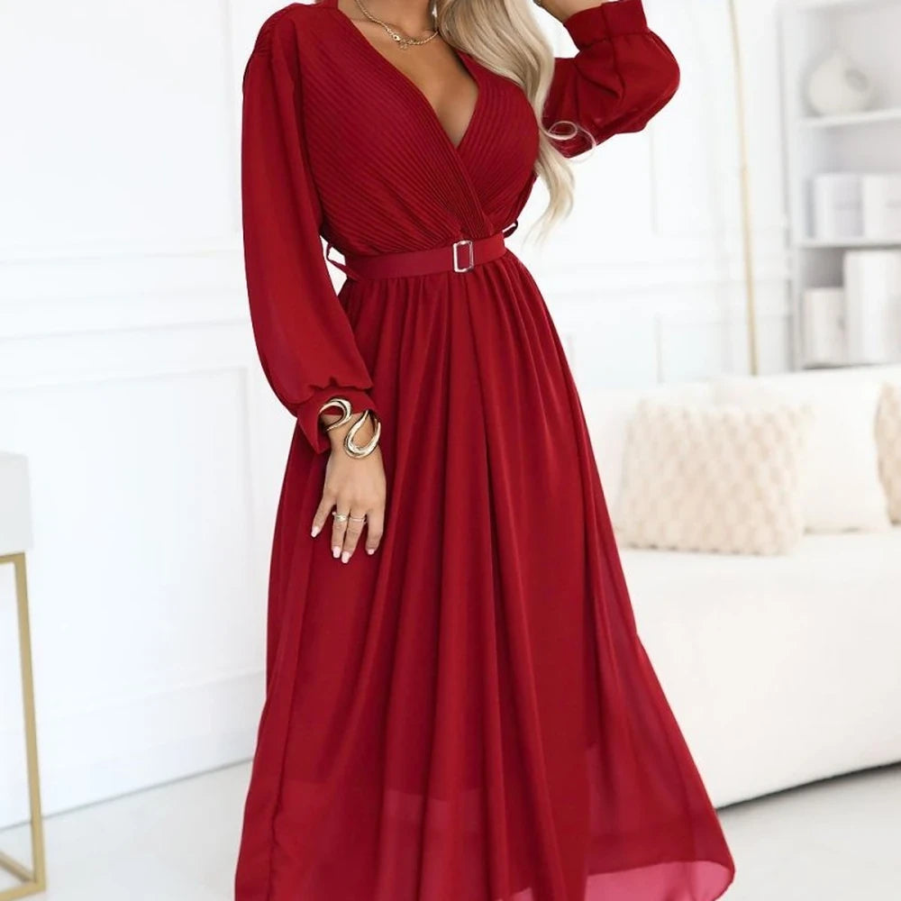 Burgundy Maxi Dress with Sweetheart Neckline