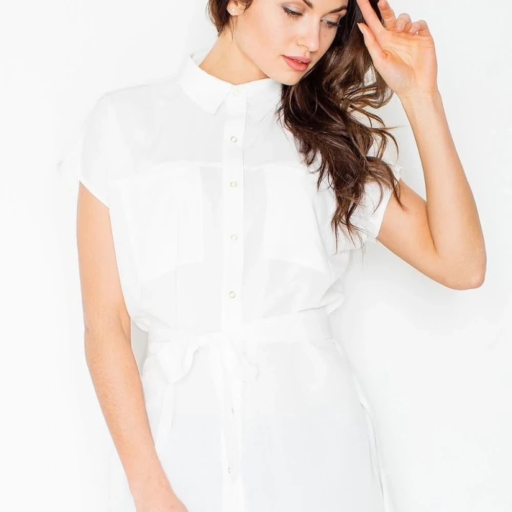 Women's Classic Short Sleeve Shirt with Sash