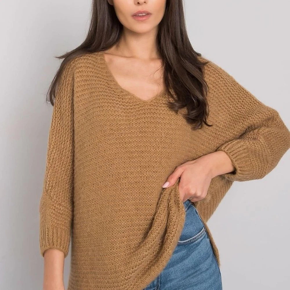 Oversized Marine Knit Sweater with Long Sleeves