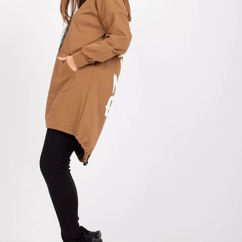 Extended Cut Hooded Sweatshirt with Kangaroo Pocket