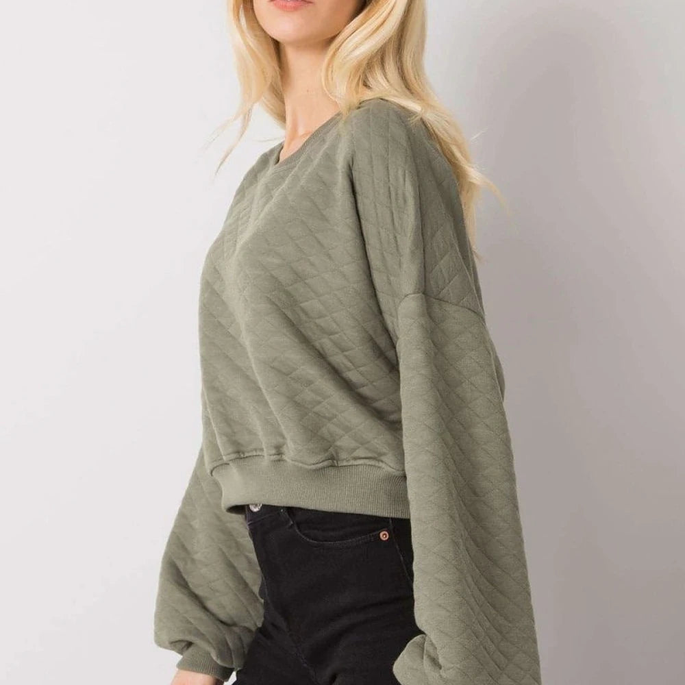 Quilted Sweatshirt with Ribbed Hem
