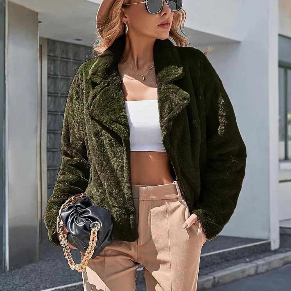 Women's Plush Open Shoulder Jacket