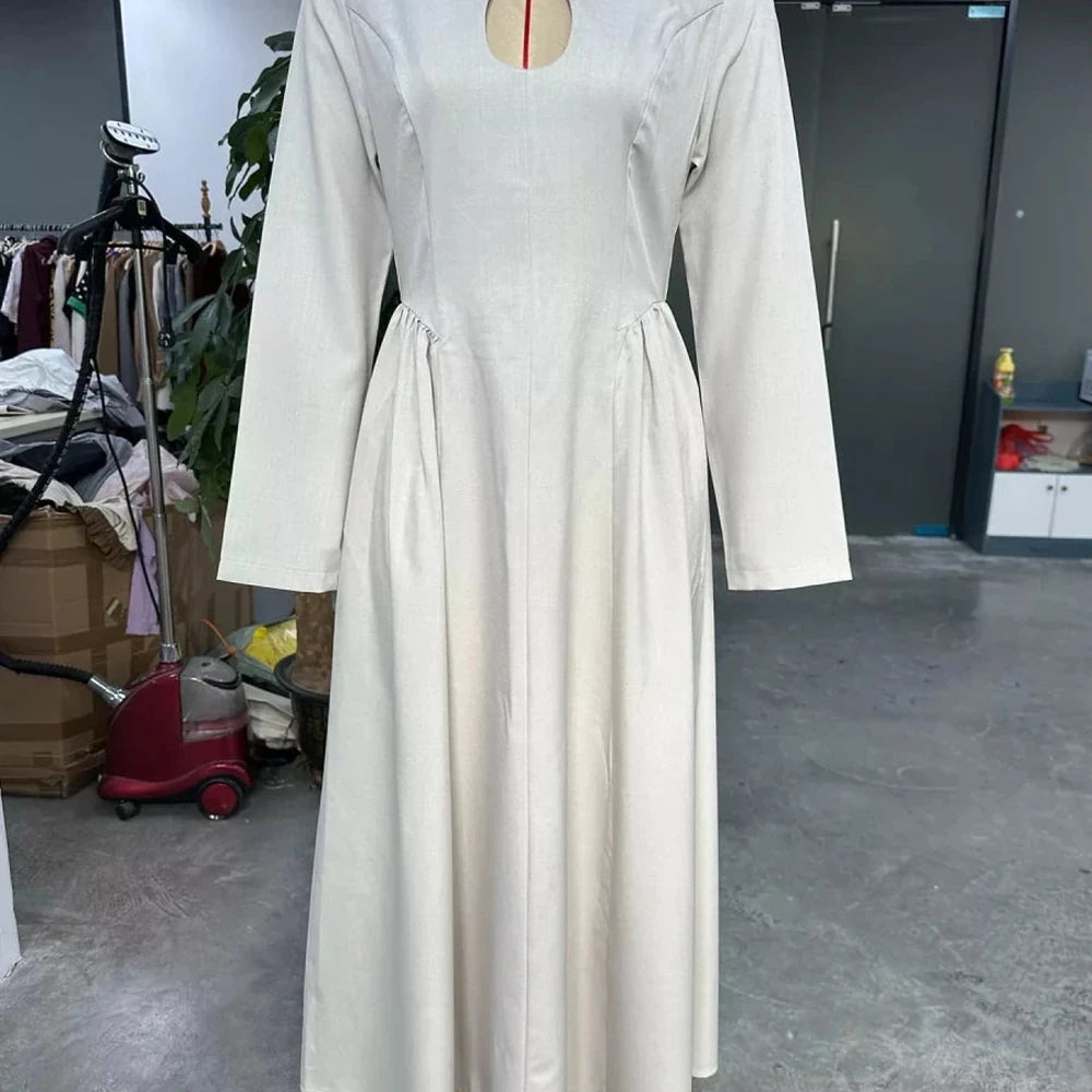 Cutout Long Sleeve A-Line Dress