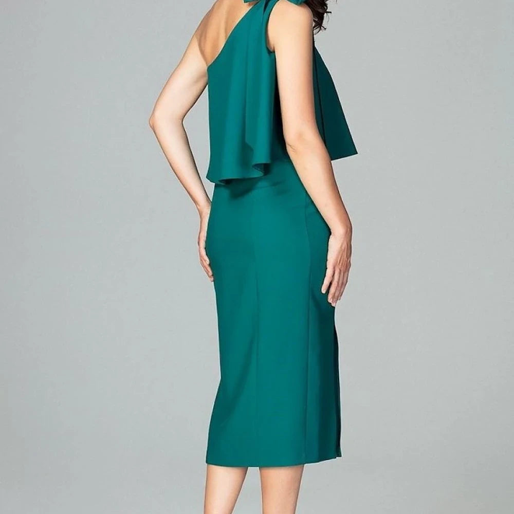 One Shoulder Bow Tie Cocktail Dress