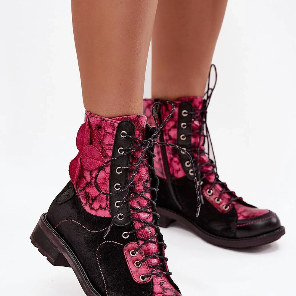 Women's Leather Ankle Boots with Zipper