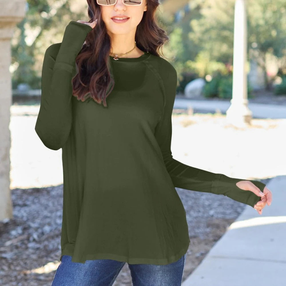 Women's Round Neck Long Sleeve Tee