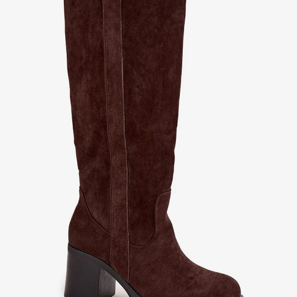 Women's Suede Heel Boots with Zipper