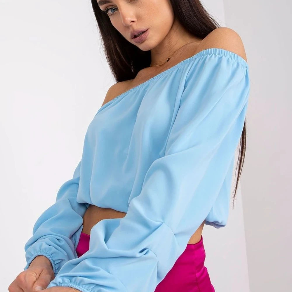 Polyester Blouse Off-Shoulder Wide Sleeves