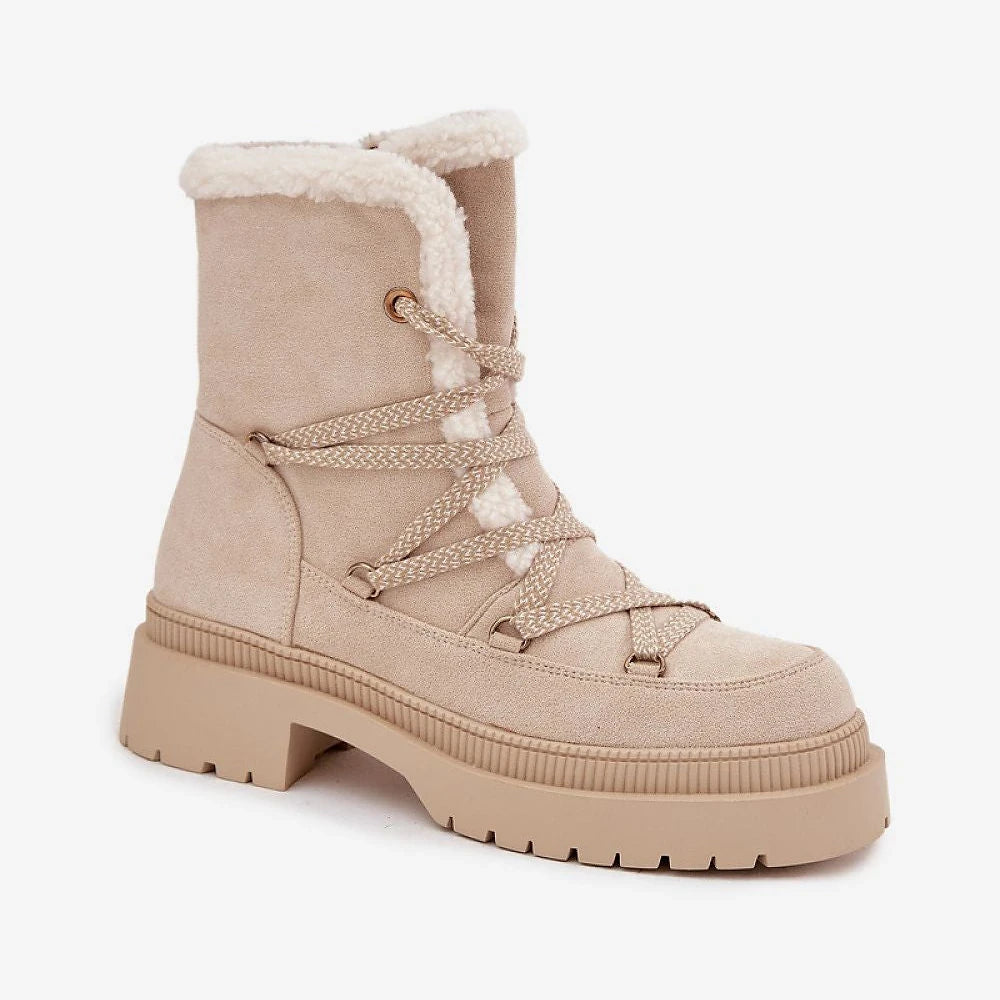 Women's Beige Suede Snow Boots