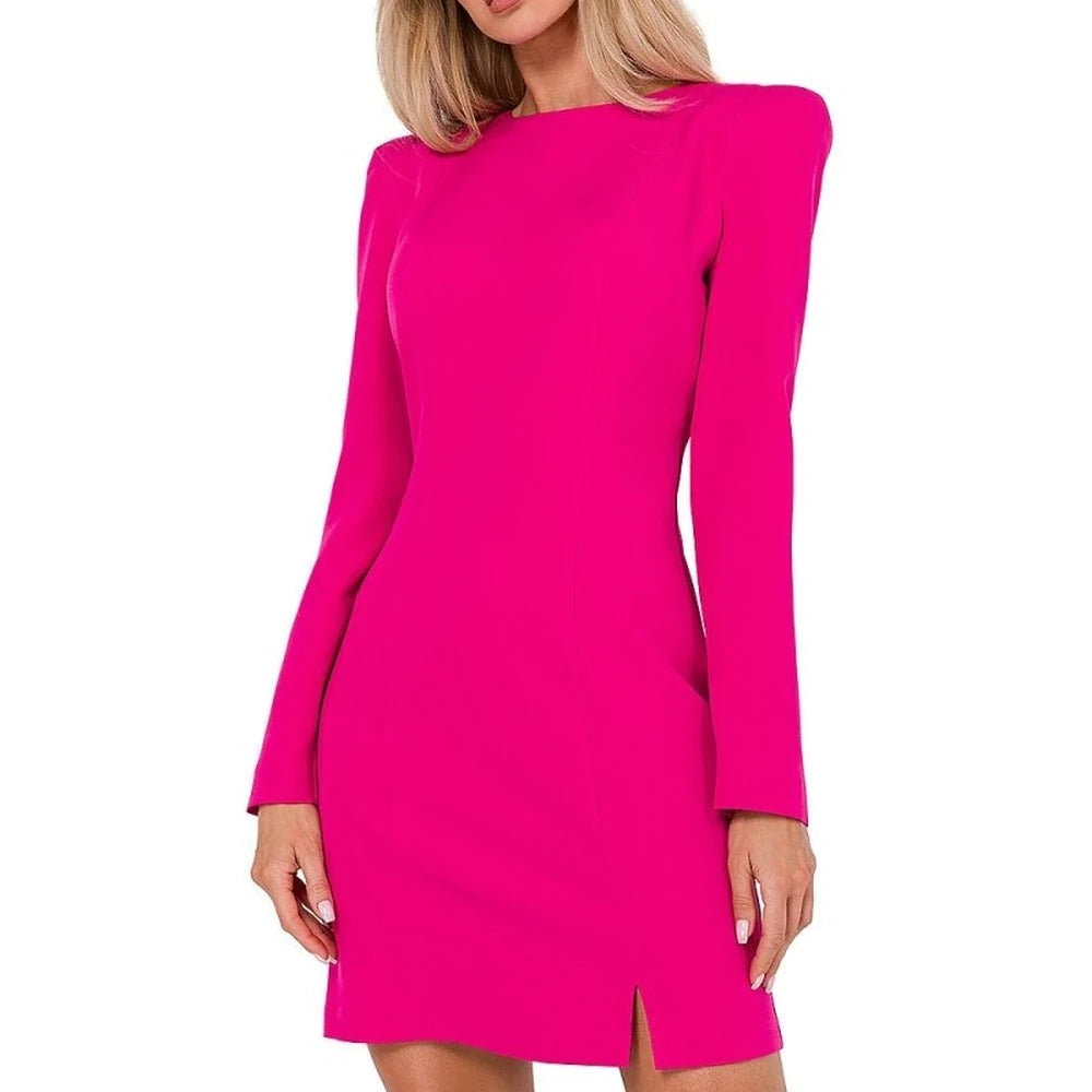 Blue Long Sleeve Day Dress with Zipper