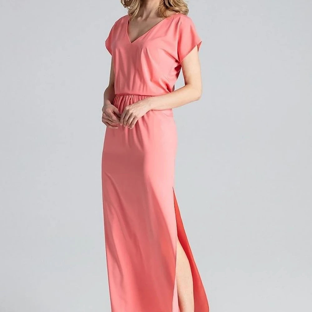 Light Maxi Dress with V-Neck