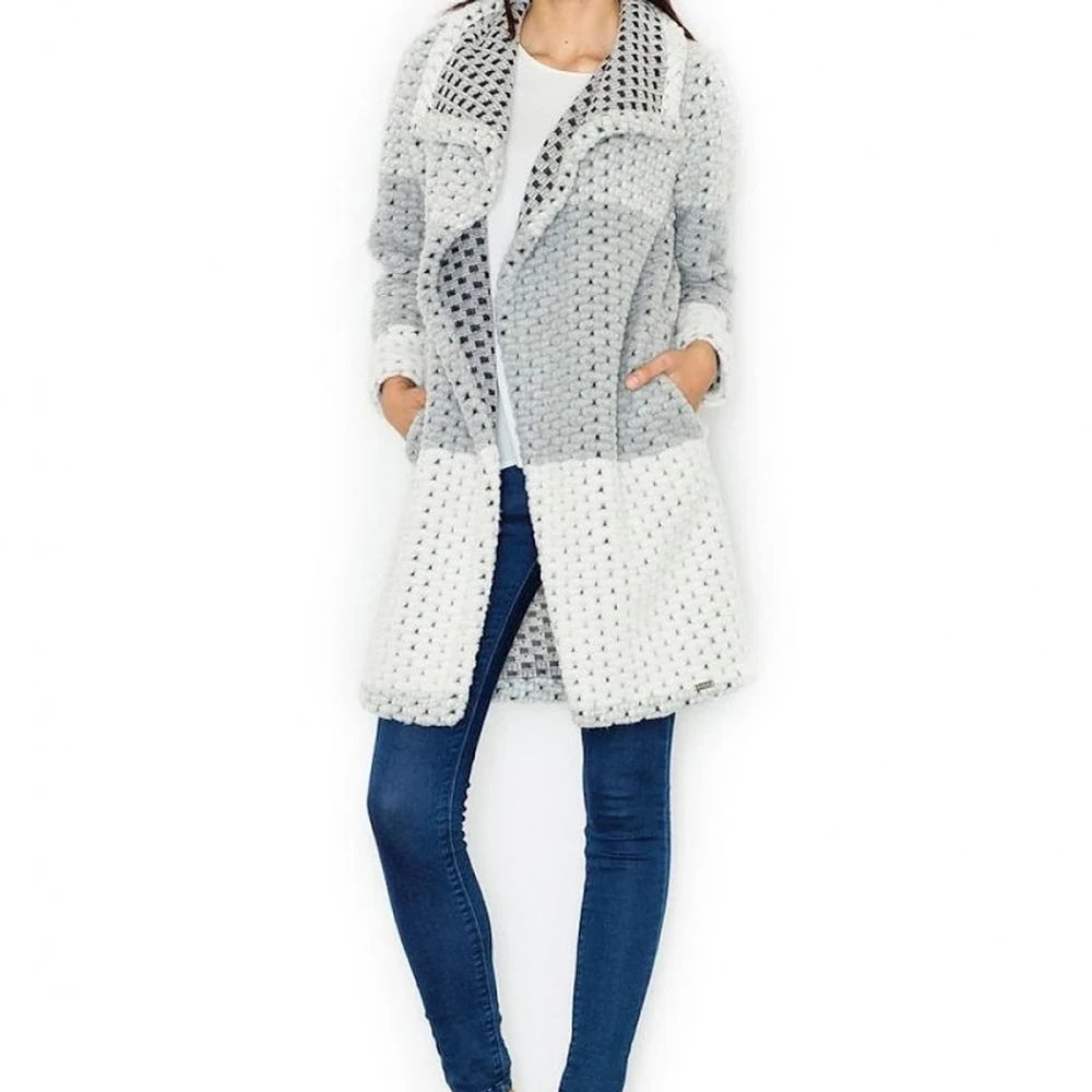 Color-Blocked Wool Blend Coat with Collar