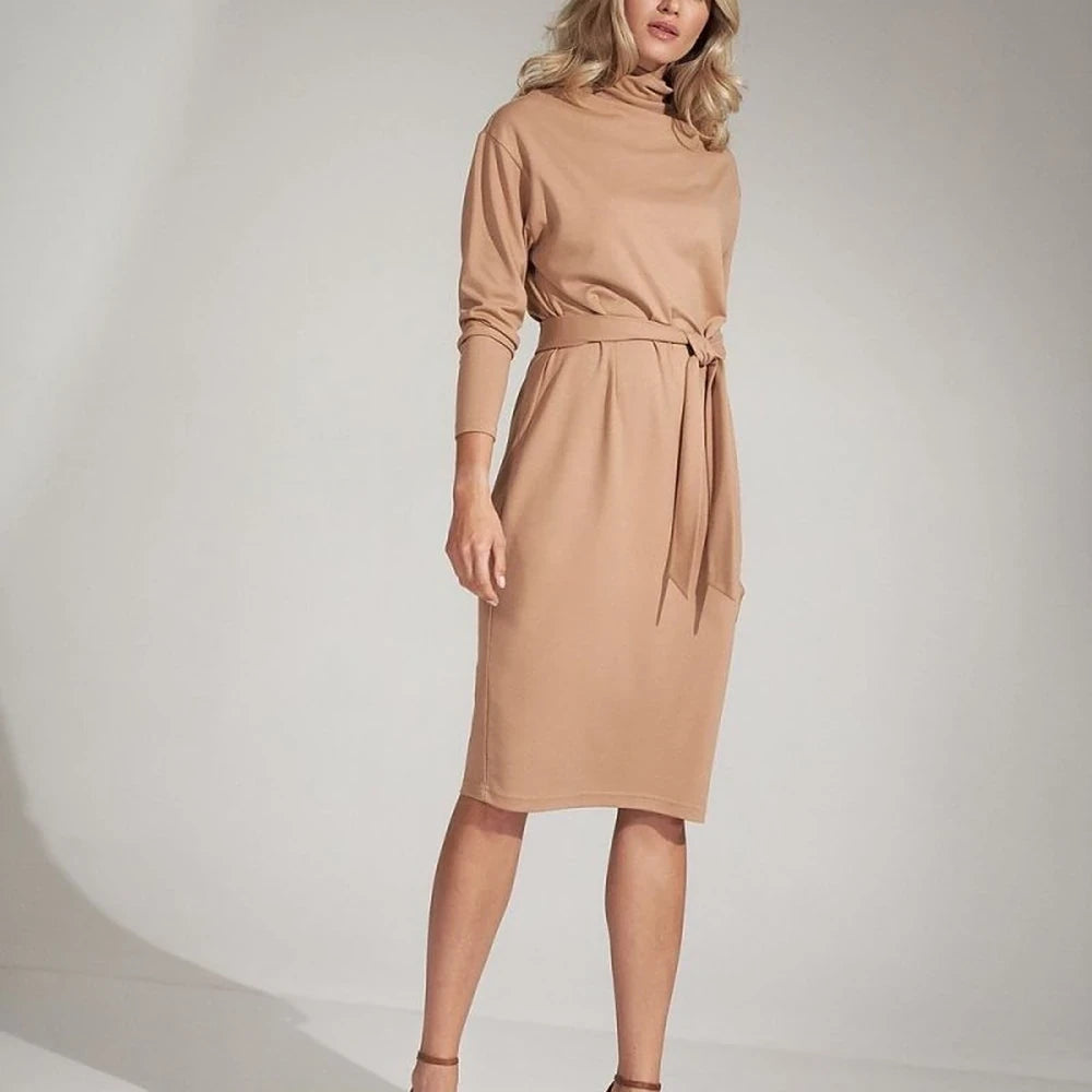 Black Turtleneck Kimono Sleeve Midi Dress