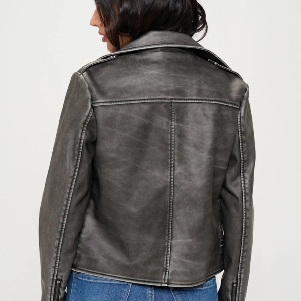 Button Up Geometric Dropped Shoulder Jacket