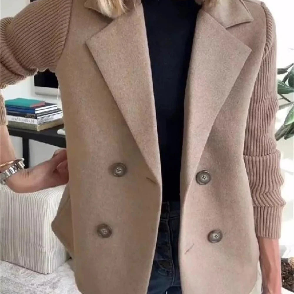 Women's Wool Blend Double-Breasted Blazer