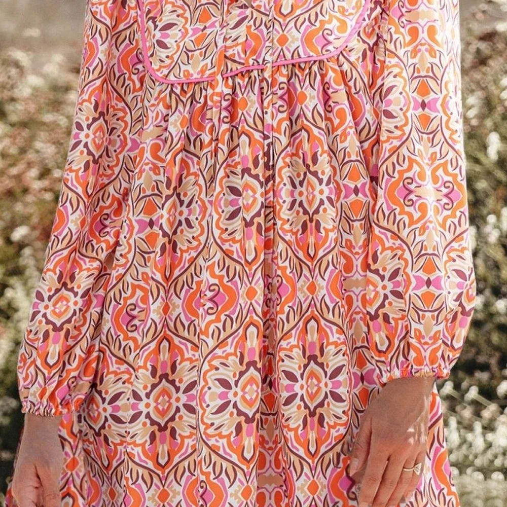 Floral Ruffle Sleeve Mini Dress with Tie Neck